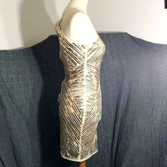 Lulus Ace of Spades Gold Sequence Bodycon Dress Size XS - Picture 3 of 12